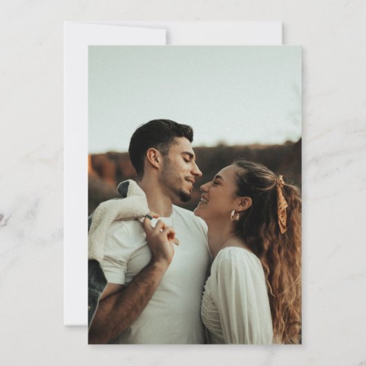 Romantic Black Script Calligraphy Photo Weddenscha Kaart (Achterkant)