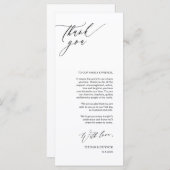 Romantic Black Script Place Setting Dank u kaart (Voorkant / Achterkant)