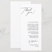 Romantic Black Script Place Setting Dank u kaart (Voorkant / Achterkant)