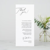 Romantic Black Script Place Setting Dank u kaart (Staand voorkant)