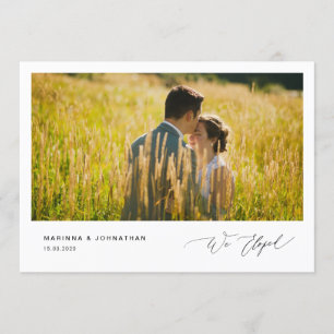 Romantic Black Script, Wedding Elopement Kaart
