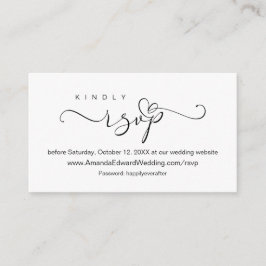 Romantic, Black, Wedding Online RSVP, herinnering Informatiekaartje