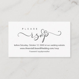 Romantic, Black, Wedding Online RSVP, herinnering  Informatiekaartje