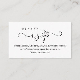 Romantic, Black, Wedding Online RSVP, herinnering  Informatiekaartje