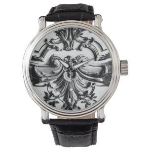 Romantic Black & White Fleur de Lis - Versailles Horloge