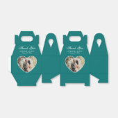 Romantic Blauwgroen bruiloft Foto Bedankdoosjes (Uitgevouwen)