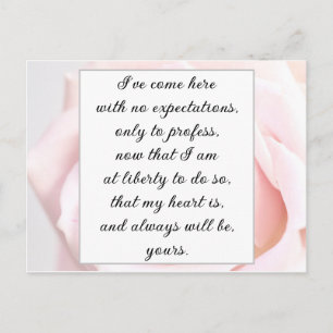 Romantic Bleek Roze Floral Jane Austen Love Quote Briefkaart