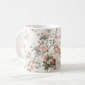 Romantic Blond Hair Lady Peach Roses Floral Koffiemok (Voorkant links)