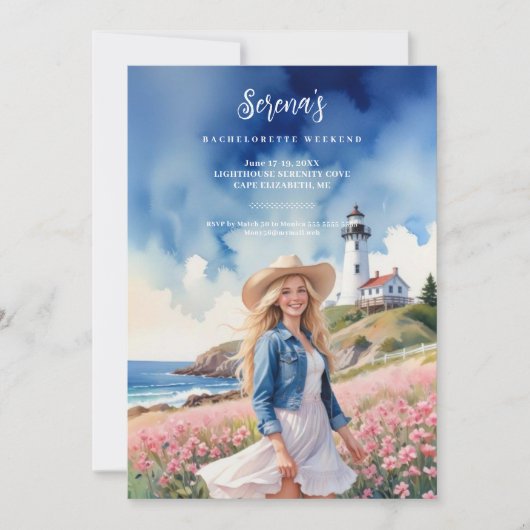 Romantic Blonde Cowgirl Chic Landscape Lighthouse Kaart (Voorkant)