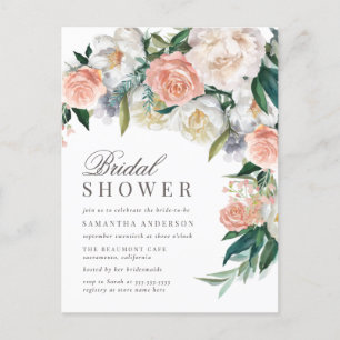 Romantic Bloom   Waterverf Floral Vrijgezellenfees Uitnodiging Briefkaart