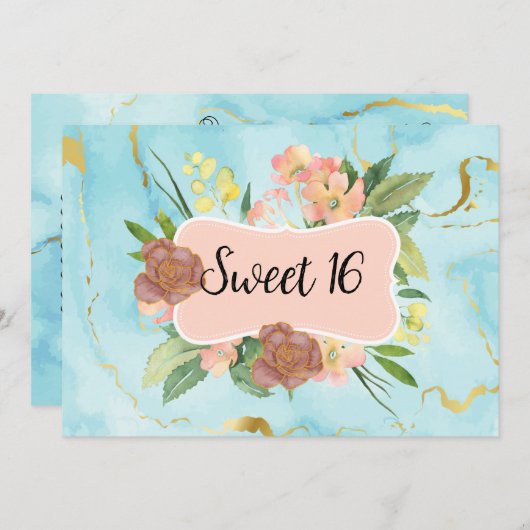 Romantic blooming floral kaart (Voorkant / Achterkant)