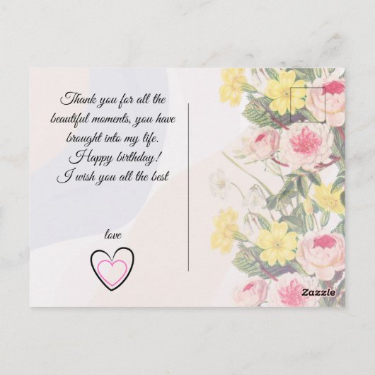 Romantic blooming flowers  briefkaart (Achterkant)
