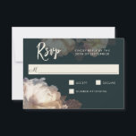 Romantic Blooms Elegant Floral Wedding RSVP<br><div class="desc">Een uniek elegant bruiloft RSVP-kaartontwerp met subtiel licht en schaduwen en prachtige bloemelementen die dubbele tulpen, witte bessen en IJslandse papavers bevatten. Het kleurenschema omvat gebroken witte bloemen met lichte scharnieren van bleek blozen en een luxueuze grijze achtergrond van een diepe leisteen. Pas de sjabloon aan met de gewenste responsdatum....</div>