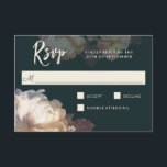 Romantic Blooms Elegant Floral Wedding RSVP<br><div class="desc">Een uniek elegant bruiloft RSVP-kaartontwerp met subtiel licht en schaduwen en prachtige bloemelementen die dubbele tulpen, witte bessen en IJslandse papavers bevatten. Het kleurenschema omvat gebroken witte bloemen met lichte scharnieren van bleek blozen en een luxueuze grijze achtergrond van een diepe leisteen. Pas de sjabloon aan met de gewenste responsdatum....</div>