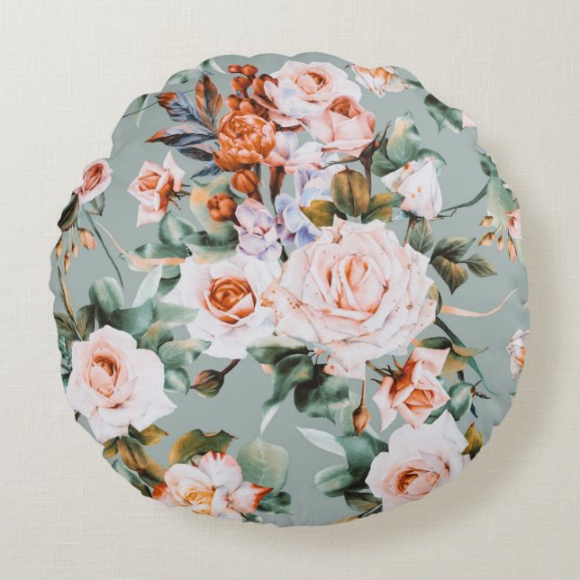 Romantic Blossom Haven Rond Kussen (Voorkant)