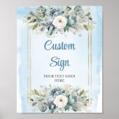 Romantic Blue And Gold DIY Wedding Sign Template Poster (Voorkant)