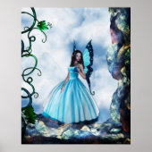 Romantic Blue Butterfly Fairy Poster (Voorkant)