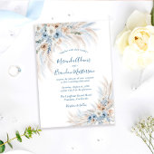 Romantic Blue Calligraphy Floral Boho Wedding Kaart
