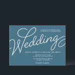 Romantic Blue en White Custom Wedding Kaart<br><div class="desc">Zet het podium voor uw speciale dag met deze romantisch ontworpen bruiloft uitnodiging, waar tijdloze elegantie voldoet aan moderne gevoeligheid. De uitnodiging heeft een prachtig blauw en wit kleurenschema, met een eigentijdse typografische lay-out die het woord "Wedding" in een stijlvol script lettertype benadrukt, symboliseert de genade en verfijning van uw...</div>