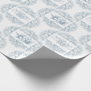 Romantic Blue en White Engraved Floral  Cadeaupapier