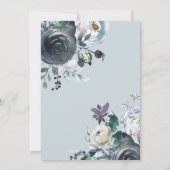 Romantic Blue Floral and Gold Script Baptisme Kaart (Achterkant)