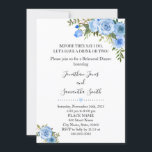 Romantic Blue floral boho chic repetial diner Kaart<br><div class="desc">Voordat ze zeggen dat ik dat wel doe, laten we een drink of twee repetitieve diner uitnodigen, een roze waterverf floraal ontwerp. Romantic boho chic style. Voeg uw eigen formulering toe aan de sjabloon. Aan meer aanpassing (doopvontkleur, doopvontstijl, verwijder of beweeg elementen, verander andere formulering), klik op personaliseren, scrol neer...</div>