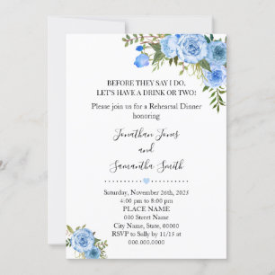 Romantic Blue floral boho chic repetial diner Kaart