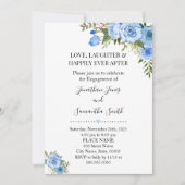 Romantic Blue floral boho chic verloving Kaart (Voorkant)