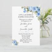 Romantic Blue floral boho chic verloving Kaart (Staand voorkant)