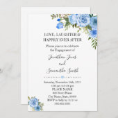 Romantic Blue floral boho chic verloving Kaart (Voorkant / Achterkant)