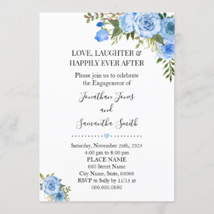Romantic Blue floral boho chic verloving Kaart