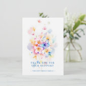 Romantic Blue Floral Butterfly Memorial Photo Card Bedankkaart (Staand voorkant)
