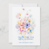 Romantic Blue Floral Butterfly Memorial Photo Card Bedankkaart (Voorkant)