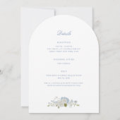 Romantic Blue Floral Monogram All in One Wedding Kaart (Achterkant)