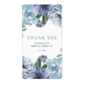 Romantic Blue Floral Vrijgezellenfeest Party Favor Etiket (Voorkant)
