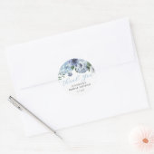 Romantic Blue Floral Vrijgezellenfeest Party Favor Ronde Sticker (Envelop)