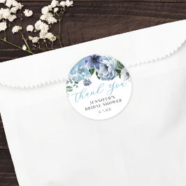 Romantic Blue Floral Vrijgezellenfeest Party Favor Ronde Sticker