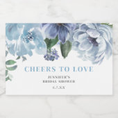 Romantic Blue Floral Vrijgezellenfeest Party Favor Sparkling Wijnetiket (Enkel label)