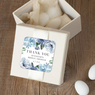Romantic Blue Floral Vrijgezellenfeest Party Favor Vierkante Sticker