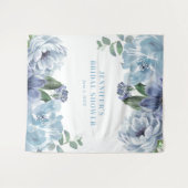 Romantic Blue Floral Vrijgezellenfeest Party Wandkleed (Voorkant (horizontaal))