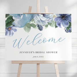 Romantic Blue Floral Vrijgezellenfeest Welcome Sig Poster