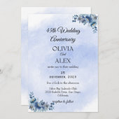 Romantic Blue Floral Wedding Anniversary  Kaart (Voorkant / Achterkant)