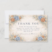 Romantic Blue Floral Wedding Bedankkaart (Voorkant)