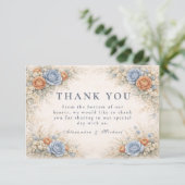 Romantic Blue Floral Wedding Bedankkaart (Staand voorkant)