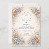 Romantic Blue Floral Wedding Kaart (Voorkant)