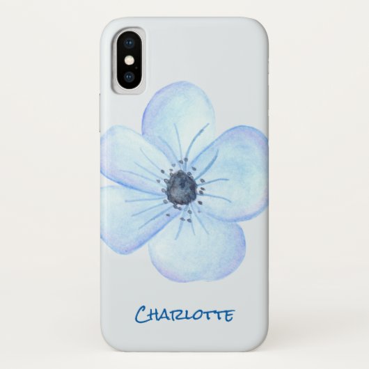 Romantic Blue Flower Waterverf - Aangepaste naam Case-Mate iPhone Case (Achterkant)