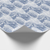 Romantic Blue French Toile Cupids in Love Cadeaupapier (Hoek)