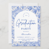 Romantic Blue Garden Graduation Party Kaart (Voorkant)