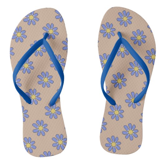 Romantic Blue Graphical Flowers op elke kleur Teenslippers (Voetbed)