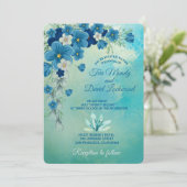 Romantic Blue/Green Floral Wedding Invitations Kaart (Staand voorkant)